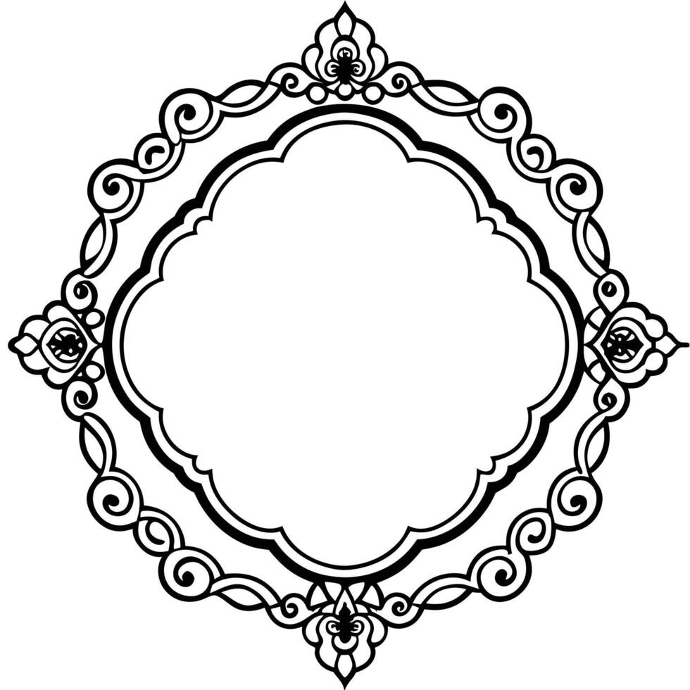 a round frame with ornate design vector