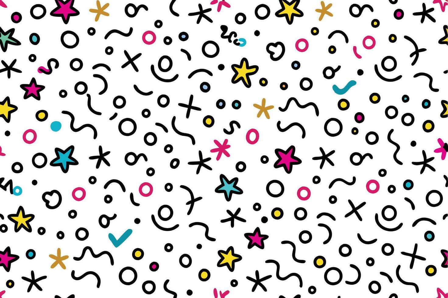 seamless pattern with colorful stars and stars on white background vector