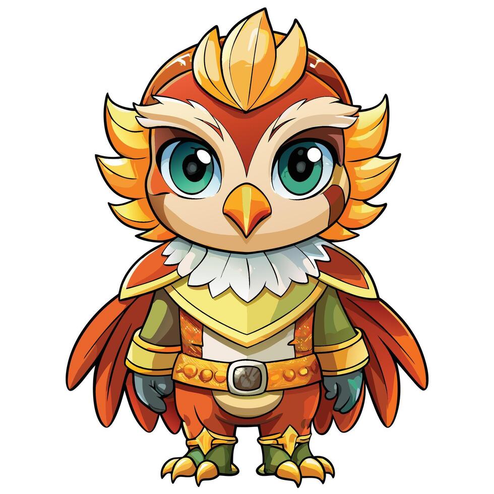 a cartoon owl with a red and orange outfit vector