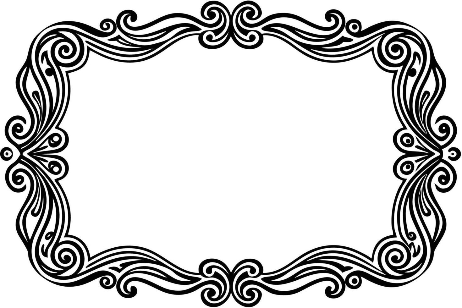 a black and white ornate frame with swirls vector