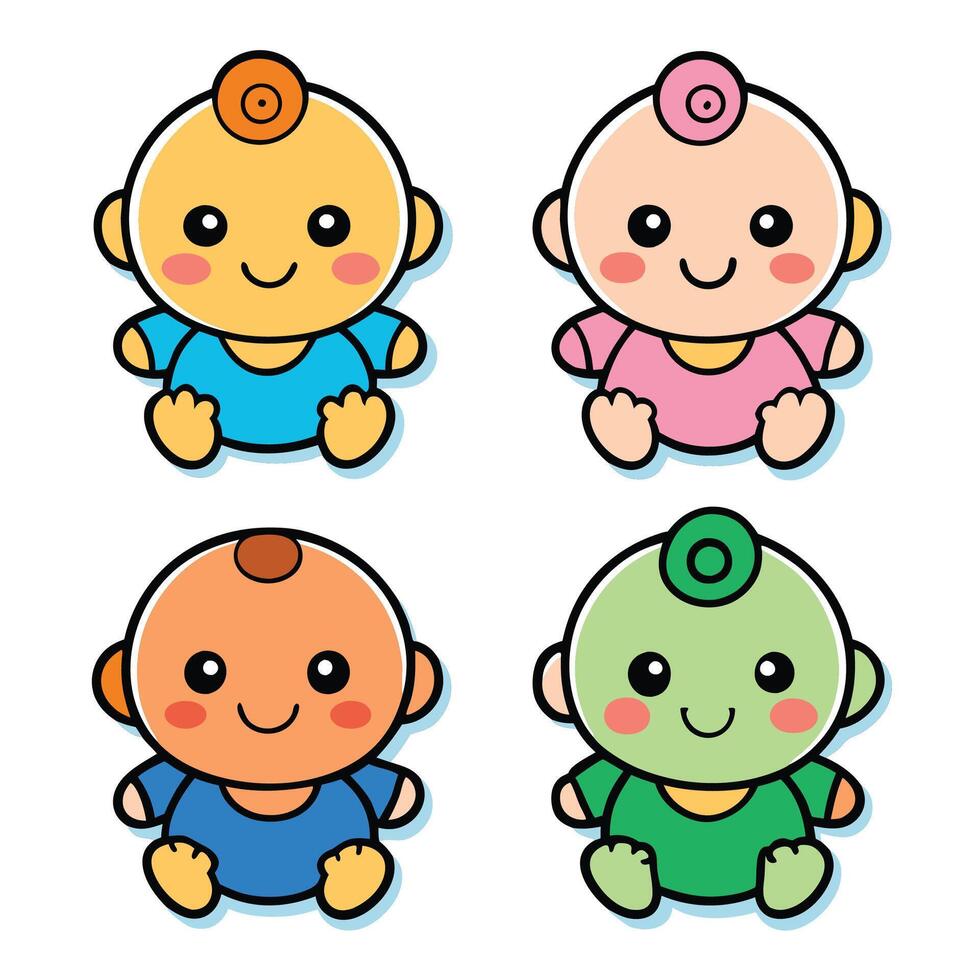 baby dolls set illustration vector