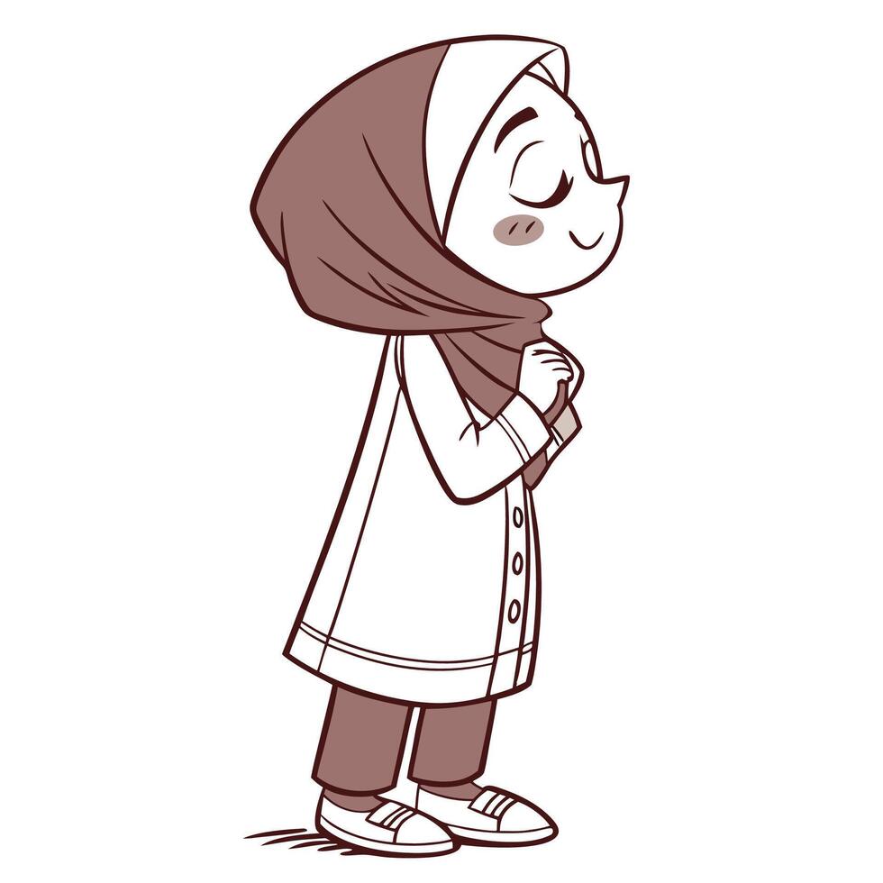 a cartoon muslim girl in a hijab vector
