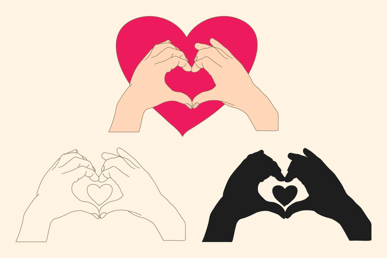 Hand Love sign , heart shape hand make for romantic design vector