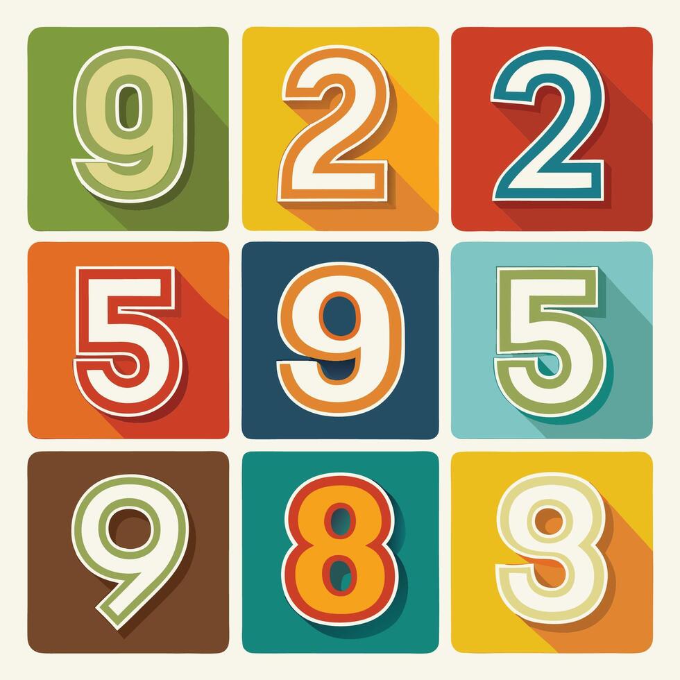 retro numbers illustration vector