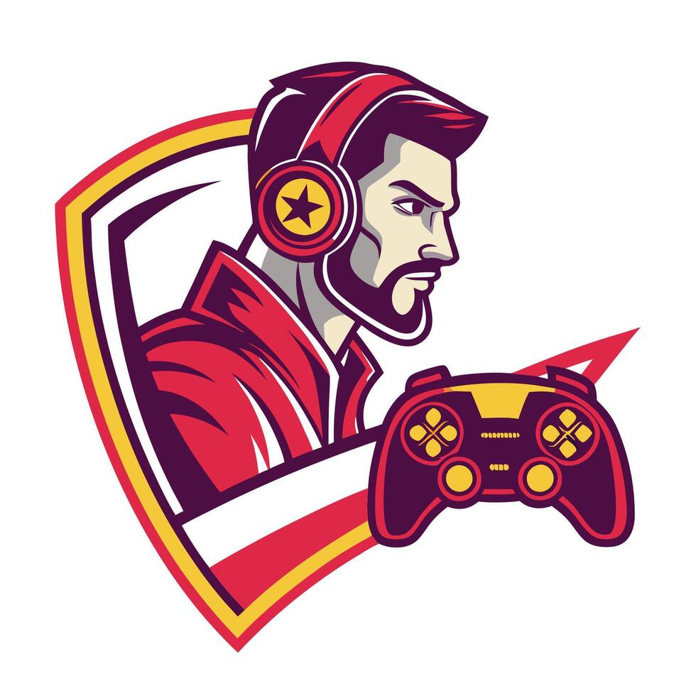 a man with headphones and a controller in his hand vector