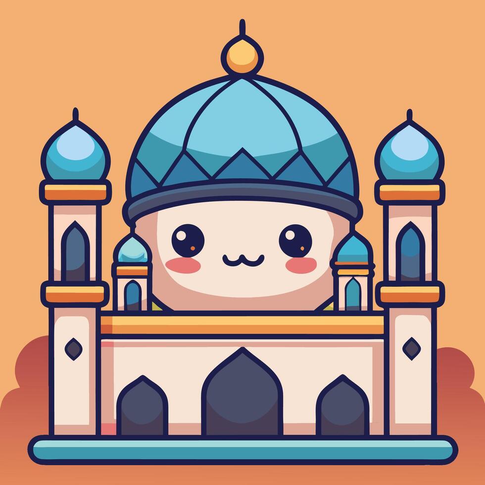 a cartoon character with a blue dome on top of a mosque vector