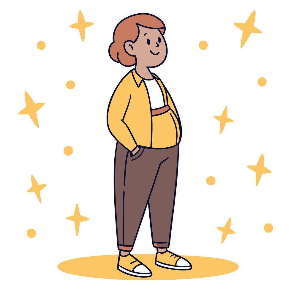 a cartoon woman standing in front of stars vector
