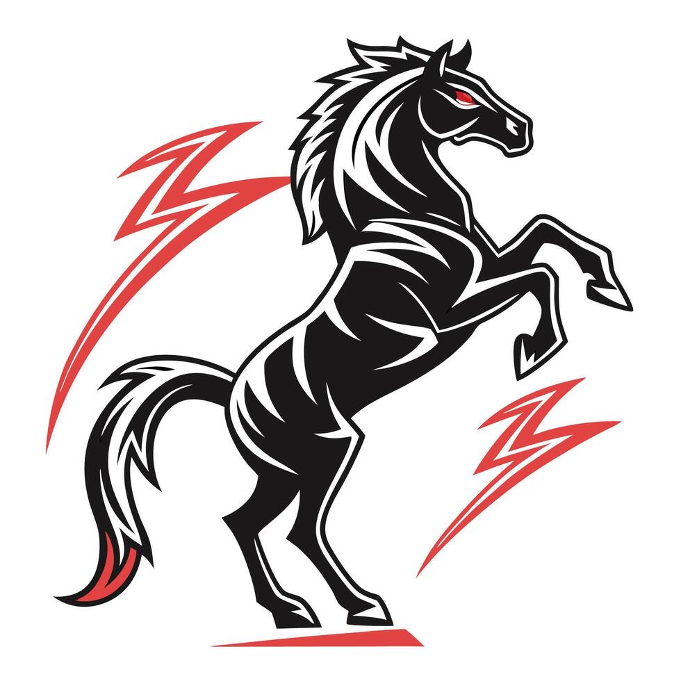 black horse with lightning bolt on its back vector
