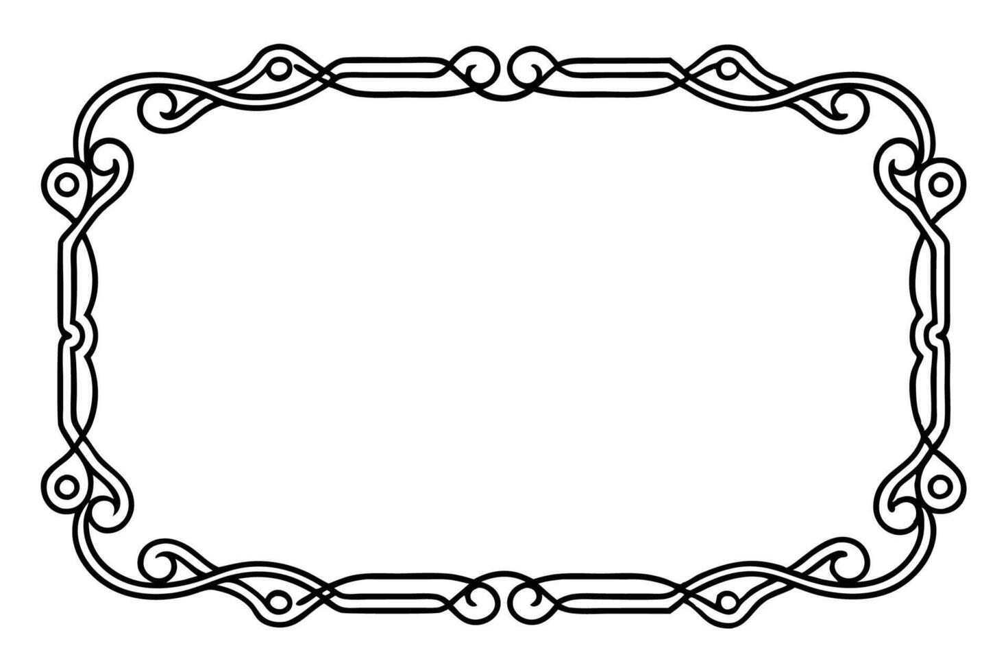 a black and white drawing of a frame with a scroll vector
