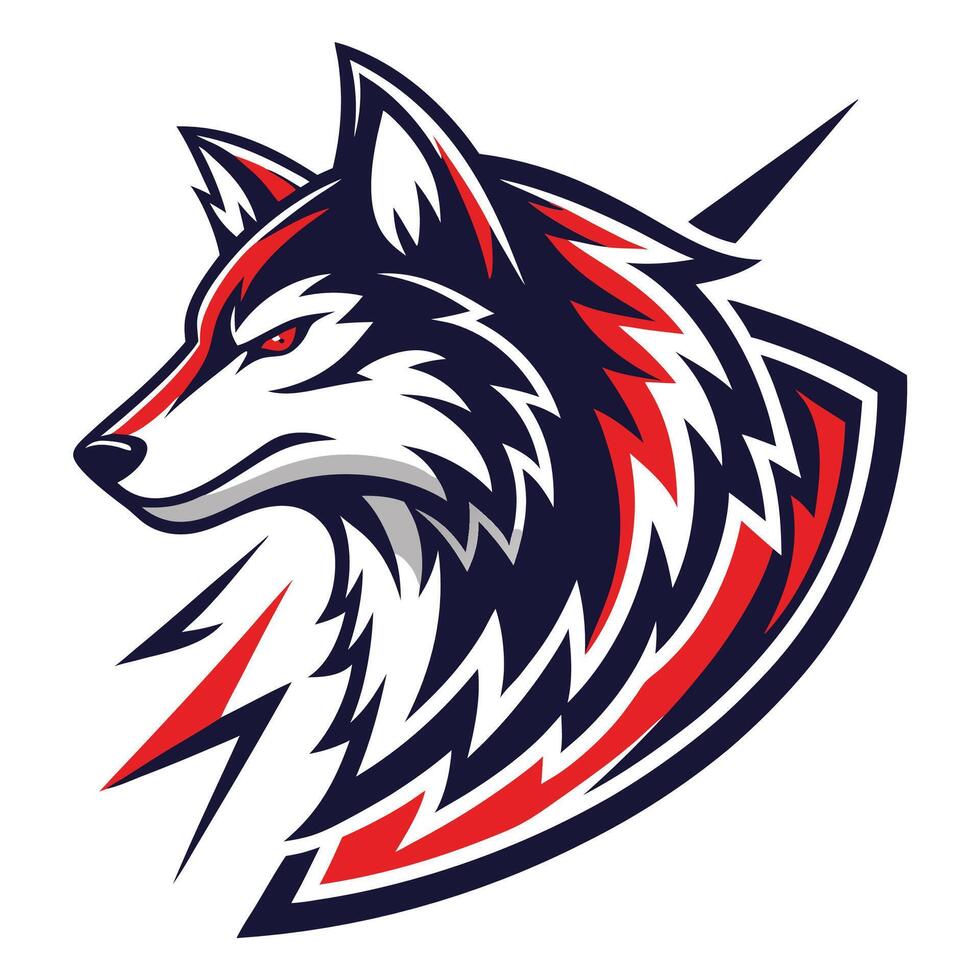 the head of a wolf with lightning bolts on it vector