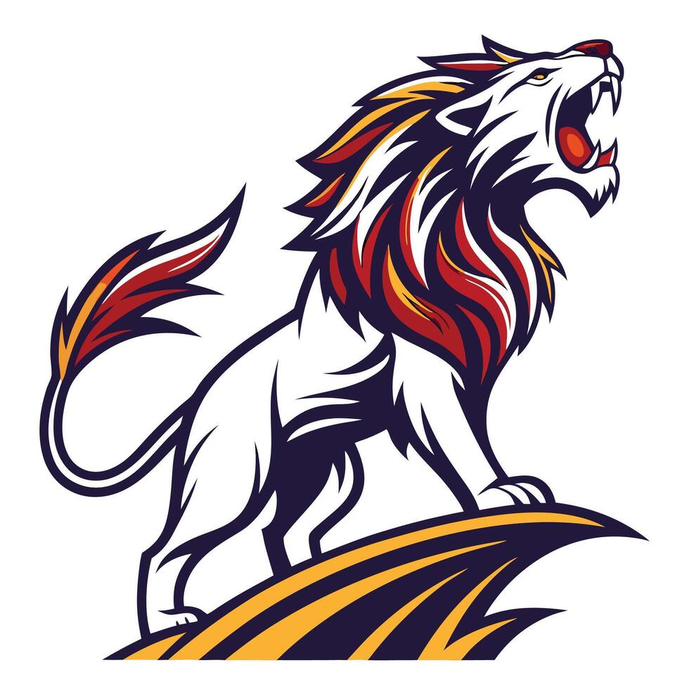 lion roaring on the mountain lion mascot vector