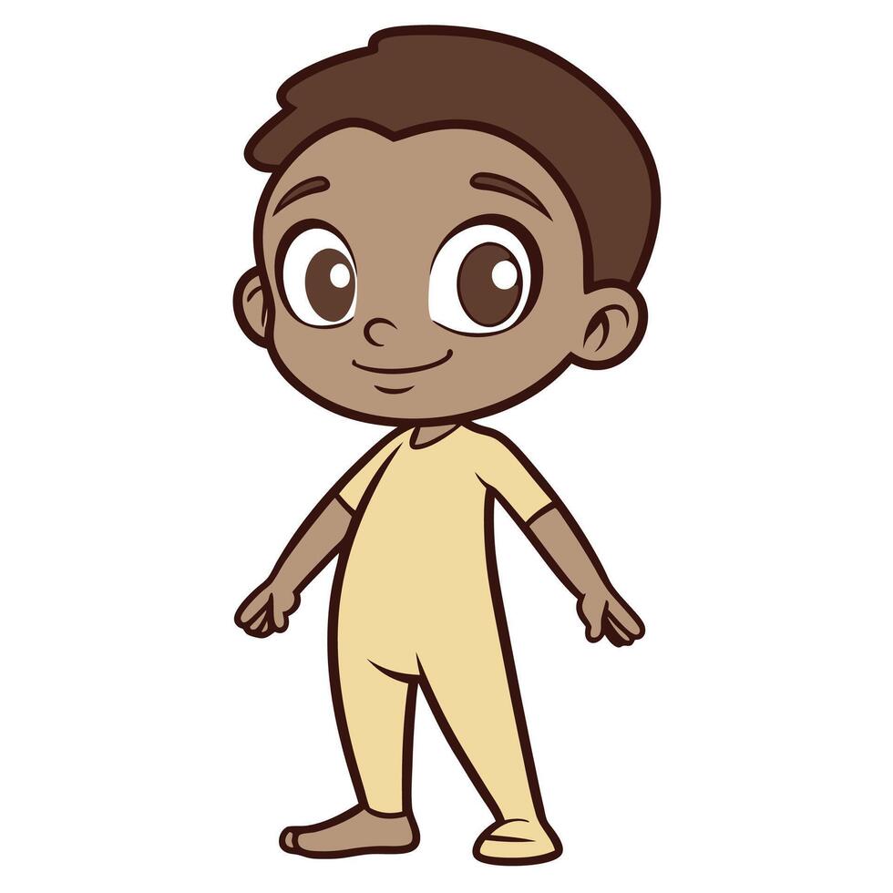 cartoon boy in yellow pajamas vector