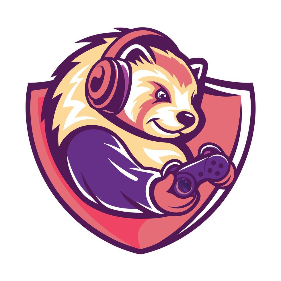 mascot icon illustration of a cute red panda playing vector
