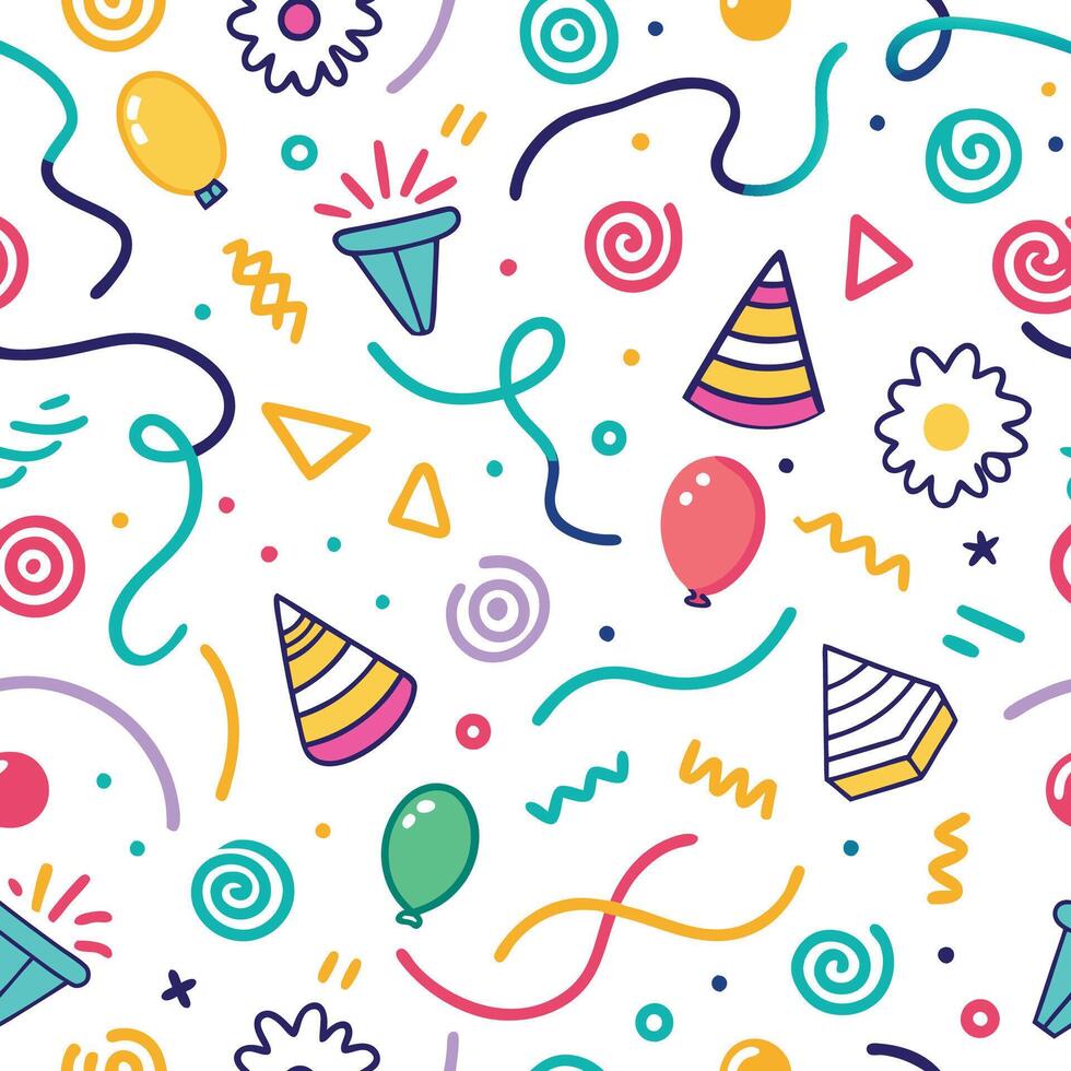 seamless pattern with party items vector