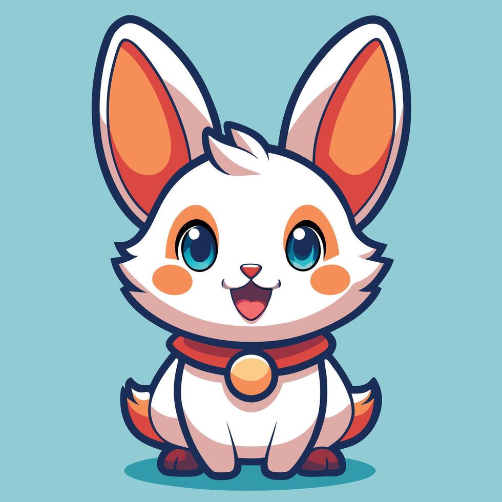 cartoon rabbit with big ears and a collar vector