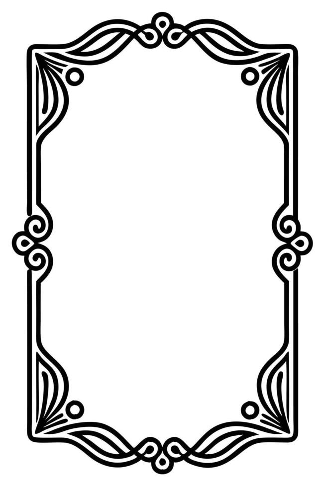 a black and white drawing of a frame with a scroll vector