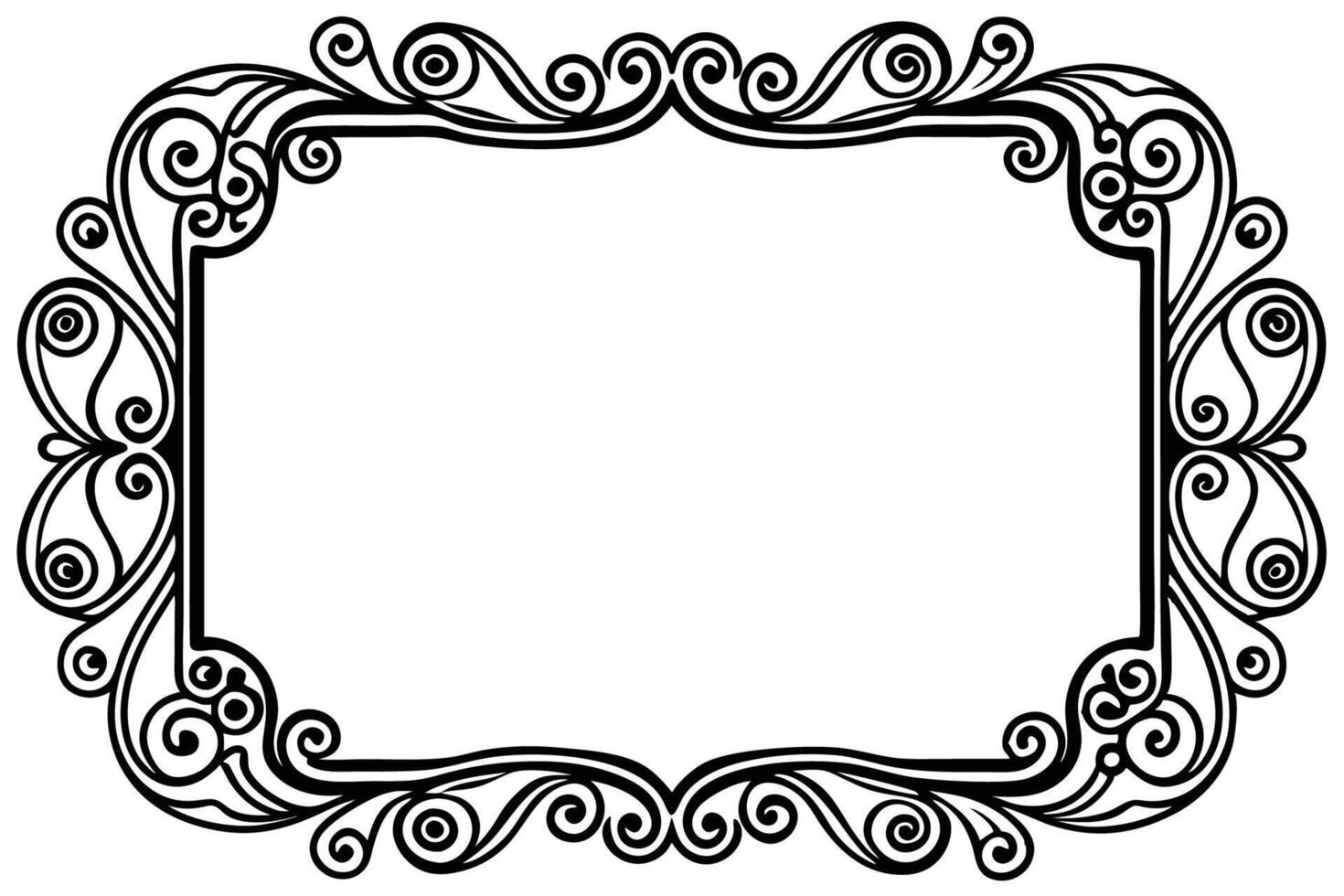 a black and white ornate frame with swirls vector