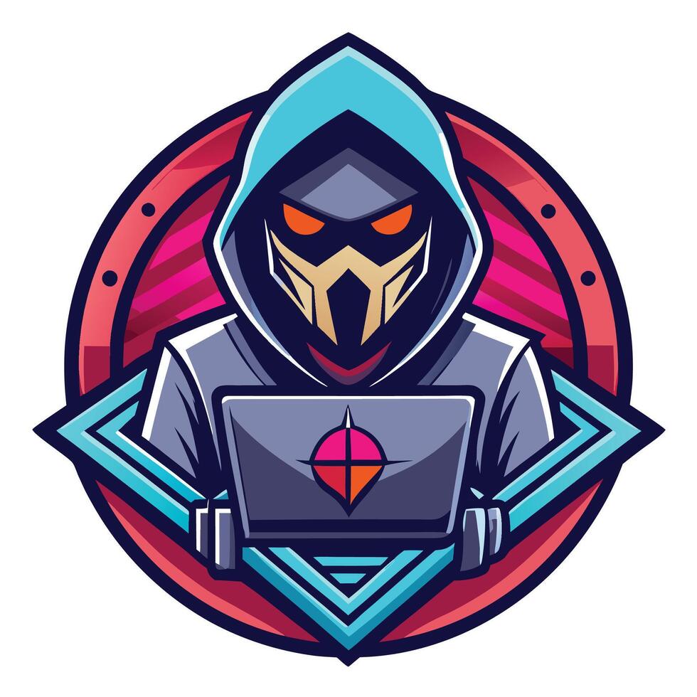 a cartoon character in a hoodie with a laptop vector