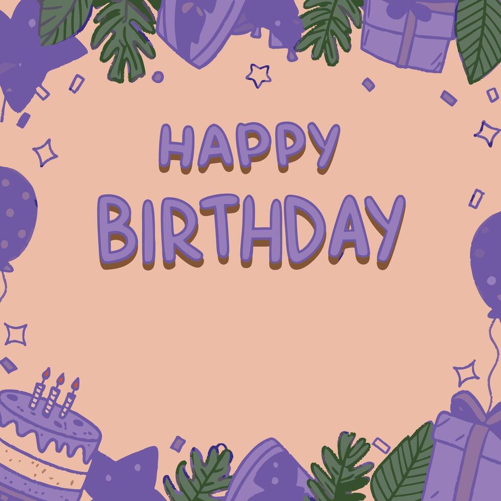 happy birthday background with balloons and presents vector