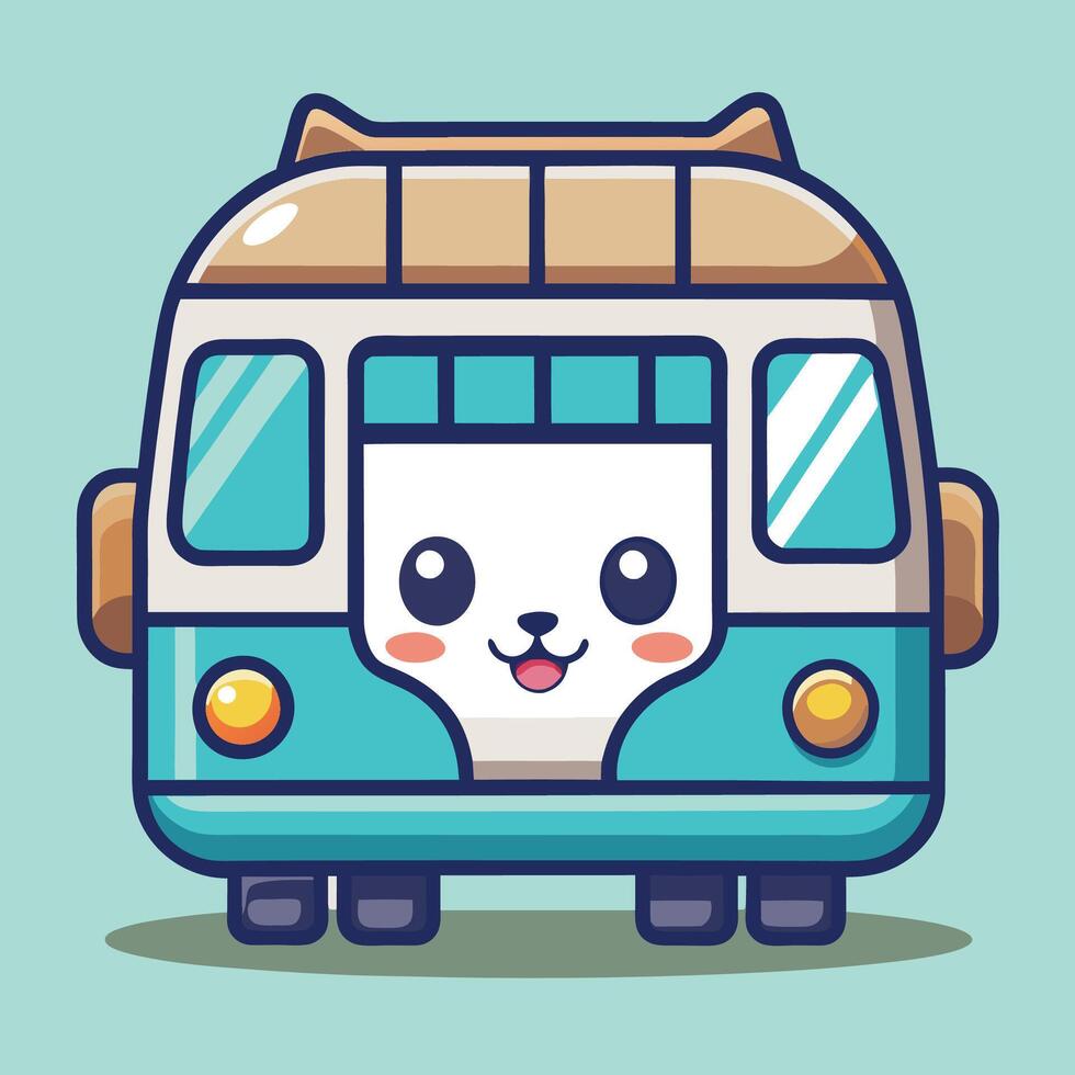 a cartoon bus with a cat face on the side vector