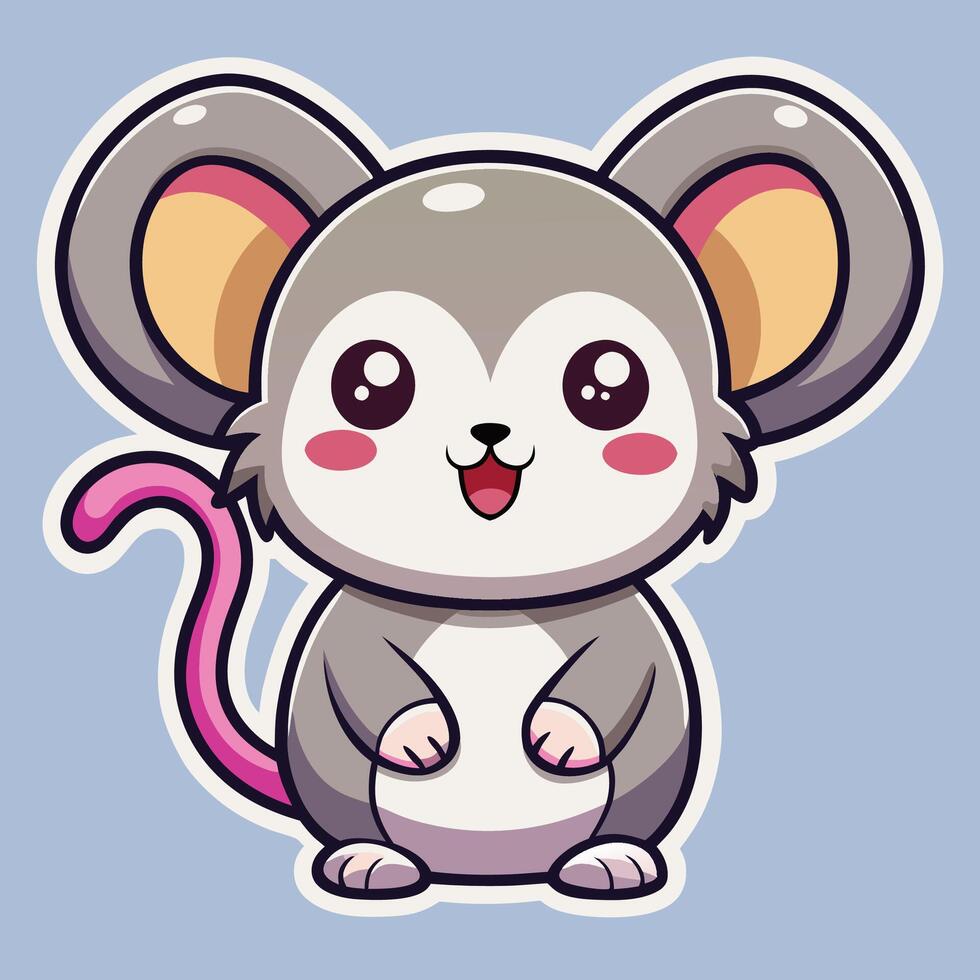 a cute mouse with pink eyes and pink nose vector