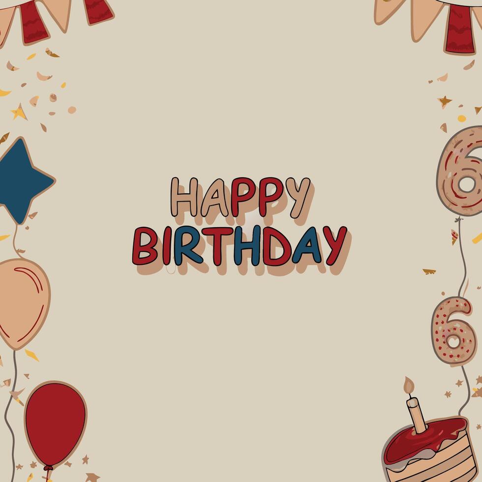 happy birthday card with balloons and confetti vector