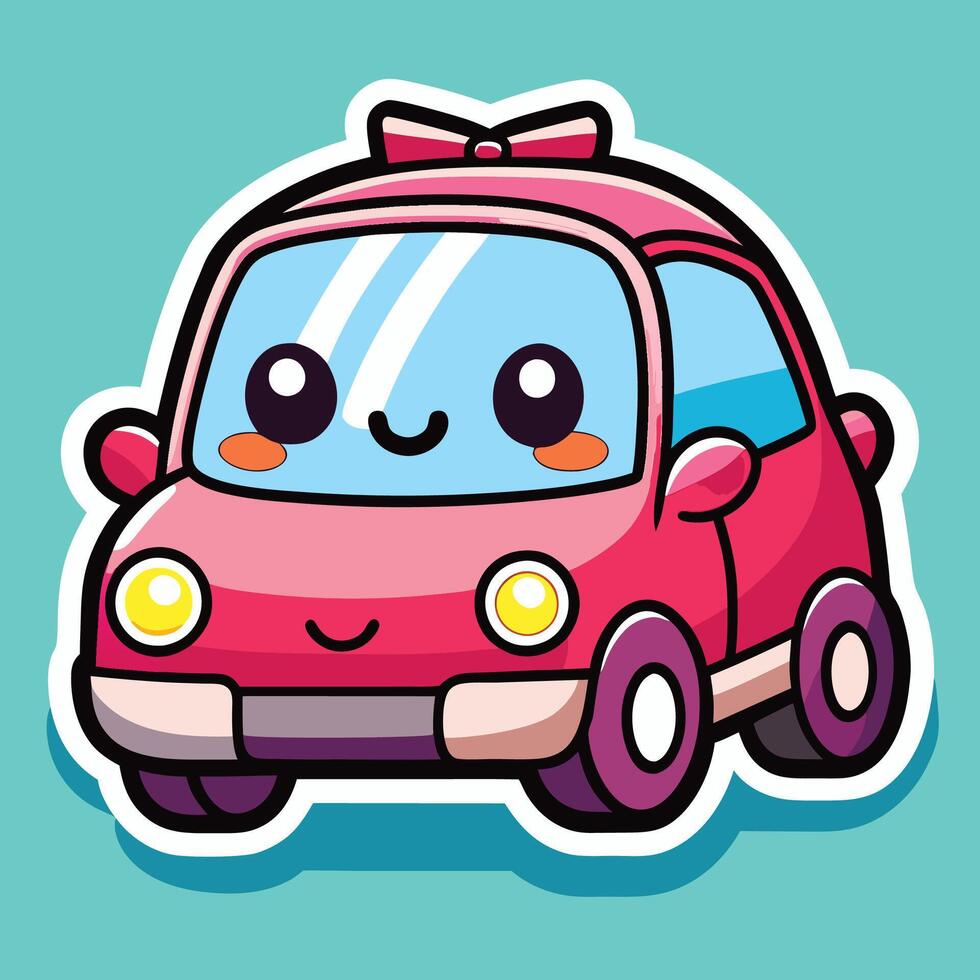 a cute car sticker with a bow on it vector