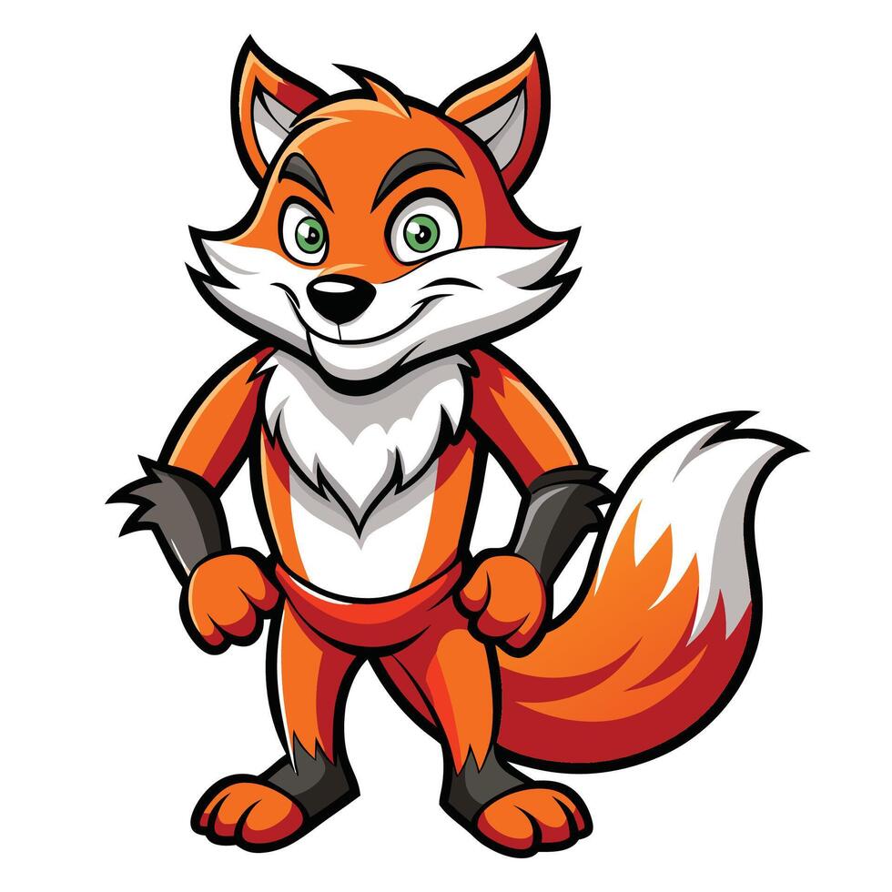 a cartoon fox standing with his arms crossed vector