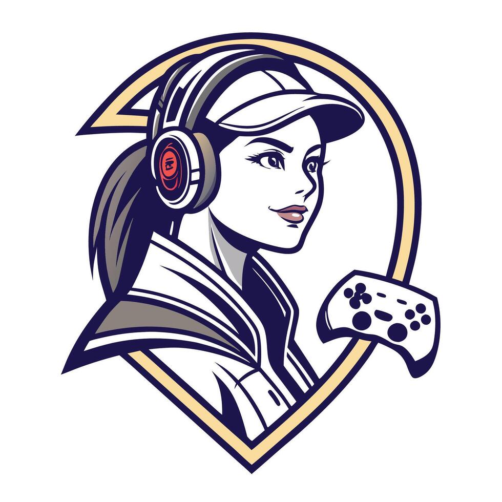 a woman with headphones and a controller vector
