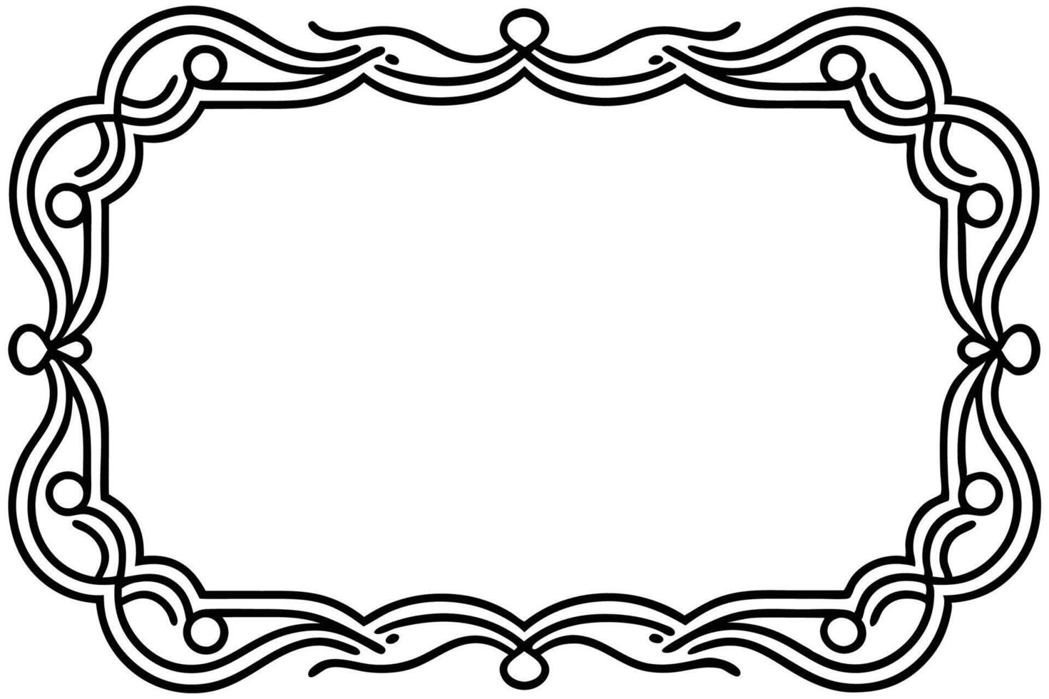a black and white drawing of a frame with a scroll vector