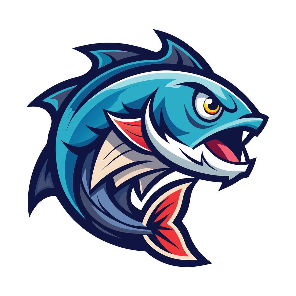 an angry fish with a big mouth vector