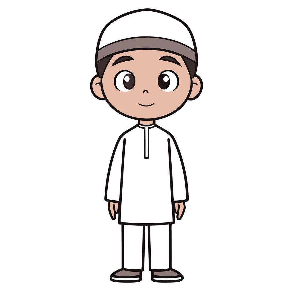 muslim boy cartoon illustration illustration vector
