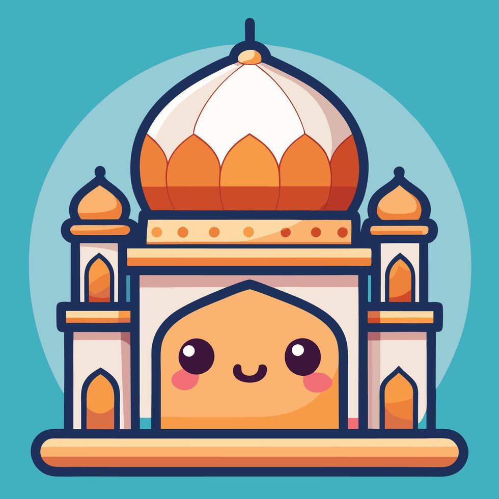 a cartoon building with a smiling face vector