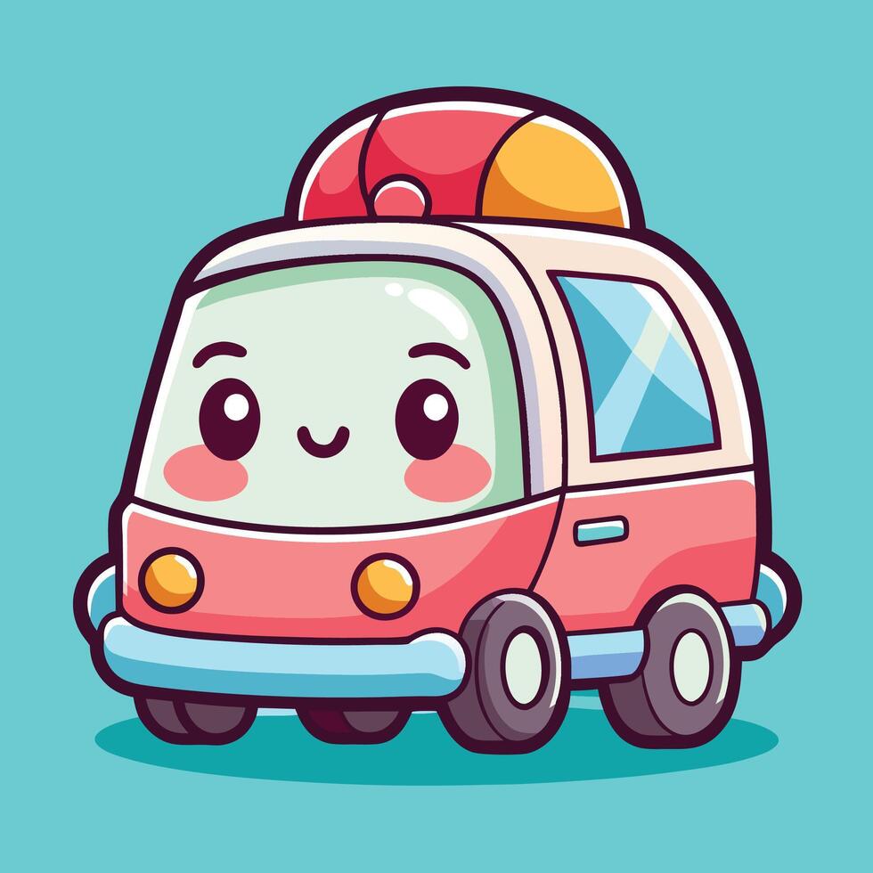 cartoon car with a backpack on top vector
