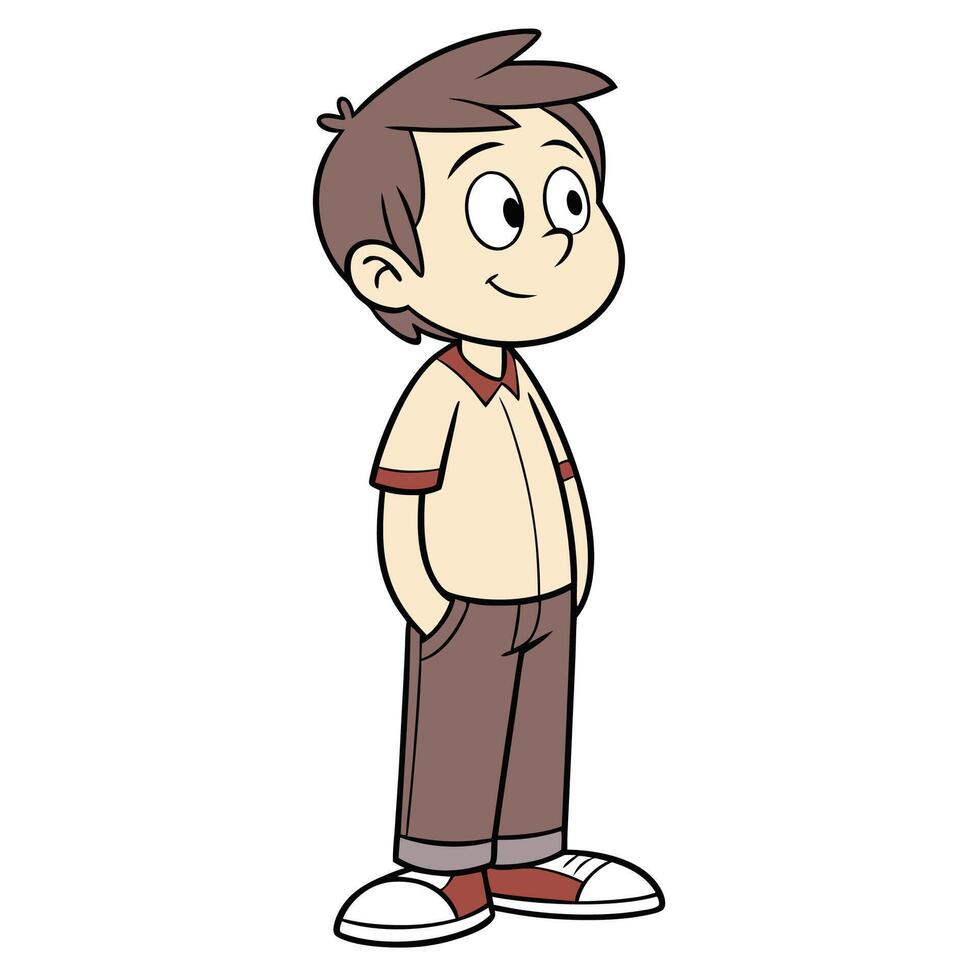 a cartoon boy standing with his hands in his pockets vector