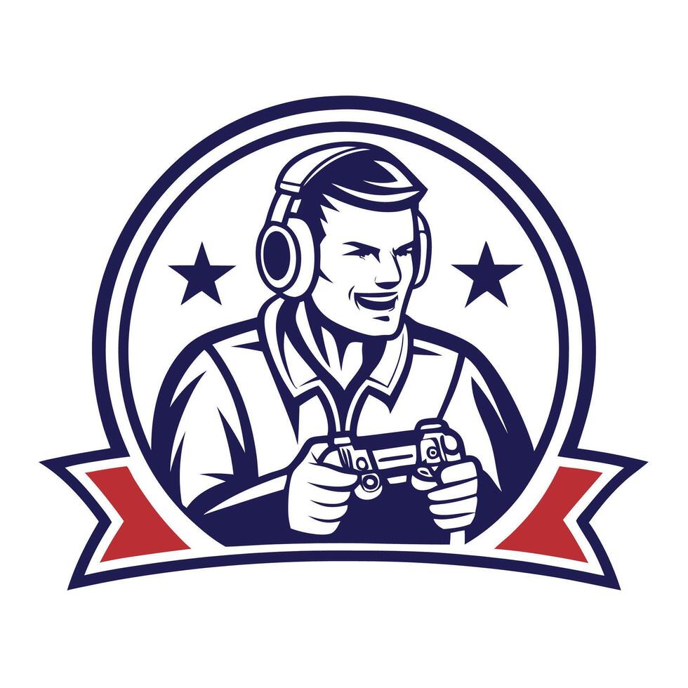 a man in headphones holding a controller vector