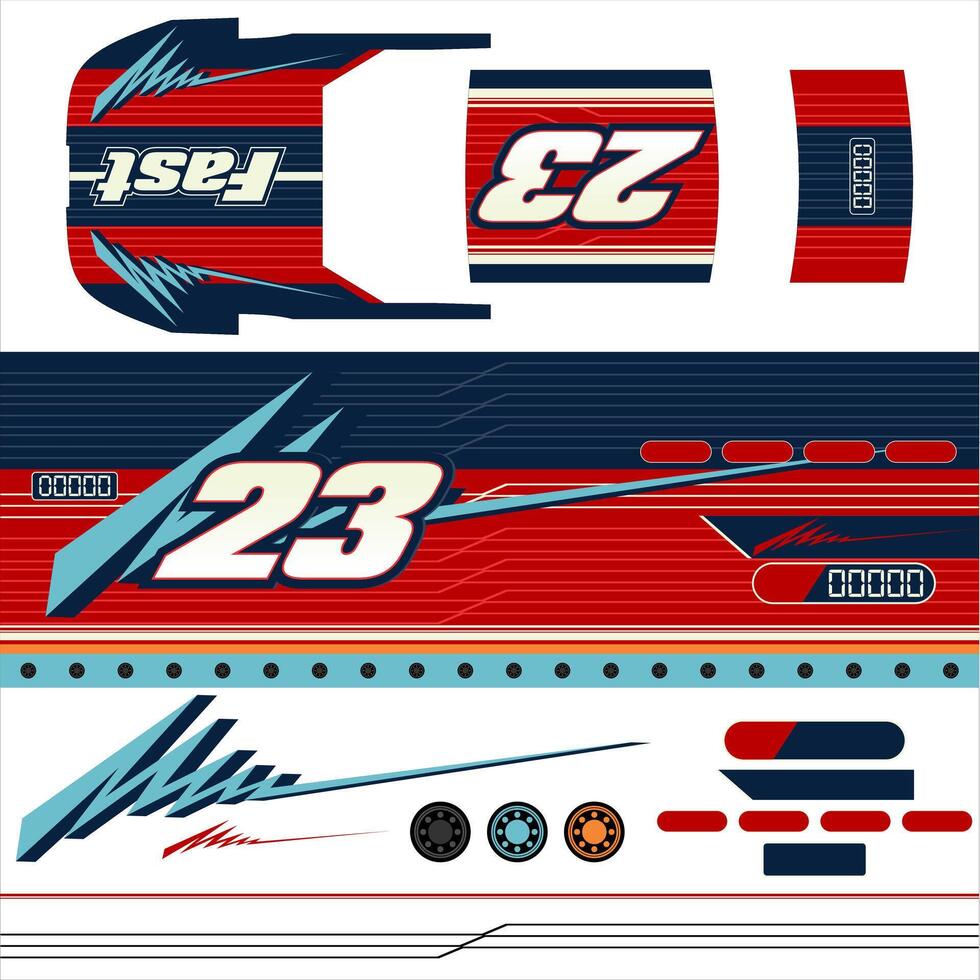 Racing graphic assets packs, wrap design resources for motorsport, car wraping decal, automotive template vector