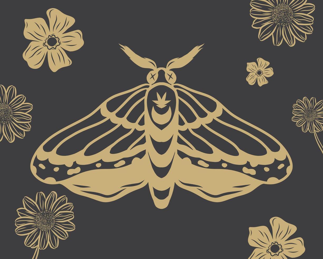 Gold butterfly illustration clip art pattern background artwork print art editable vector