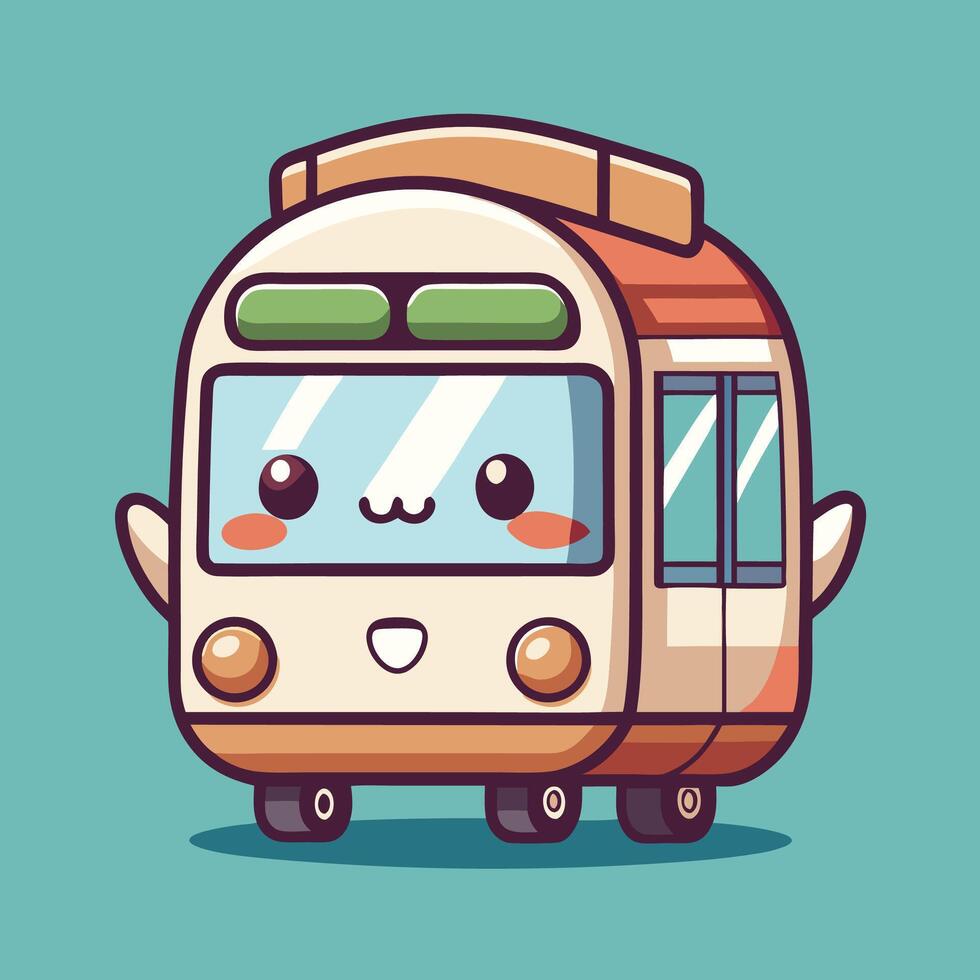 a cartoon bus with a cute face and eyes vector