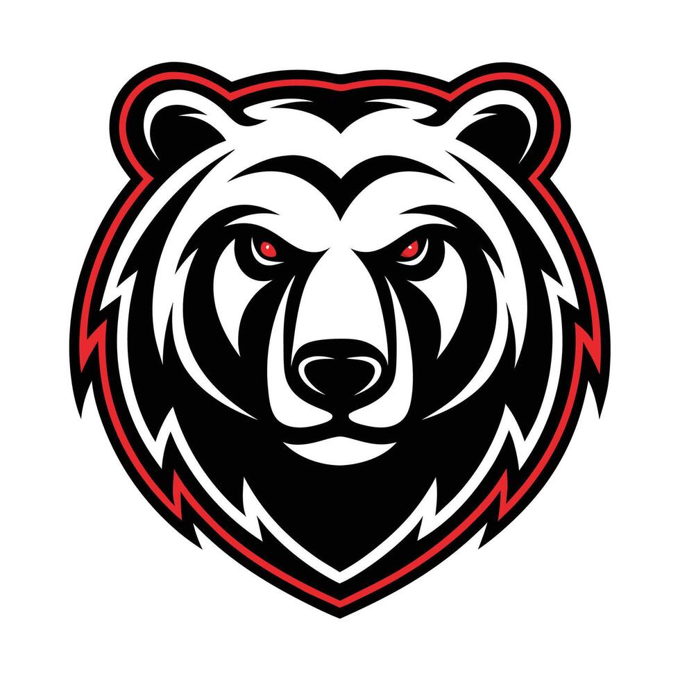 a bear head with red eyes and black fur vector