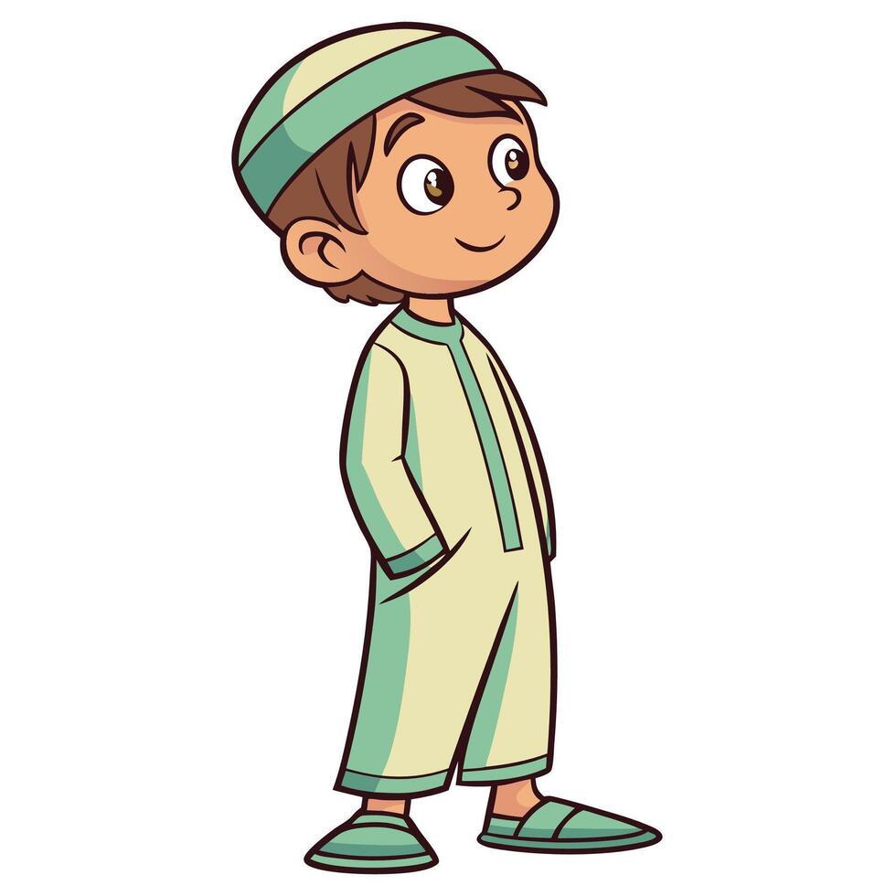 cartoon boy wearing traditional clothes vector