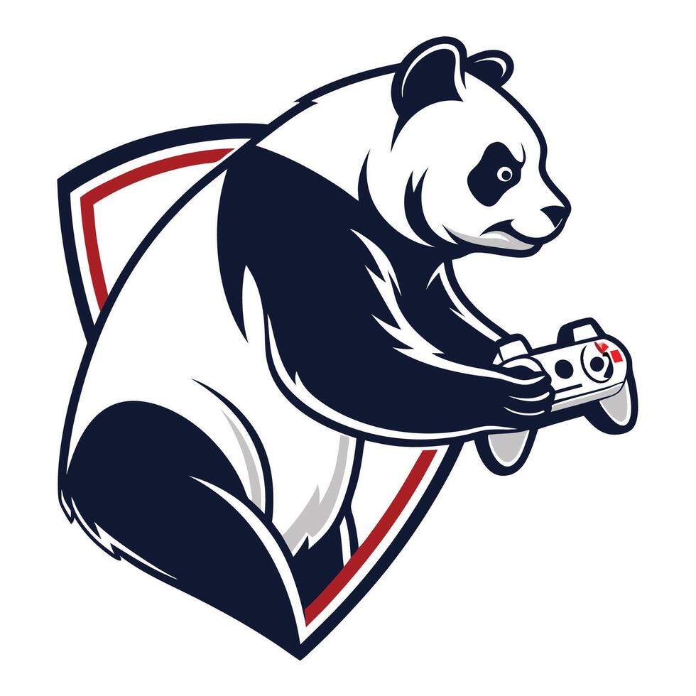 panda playing game mascot illustration vector