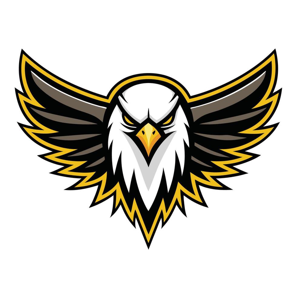 an eagle mascot head with a black and yellow feather vector