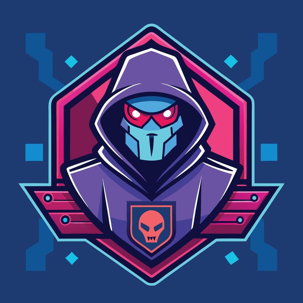 a purple and pink skull with a hoodie on vector