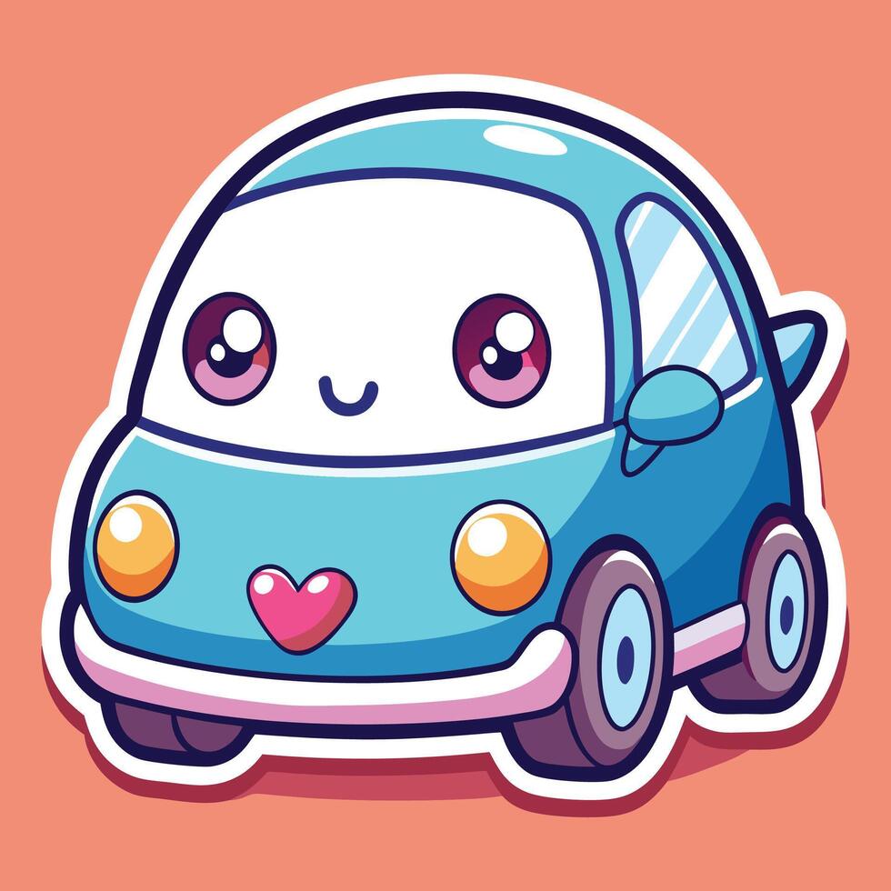a cute car with a heart on it vector