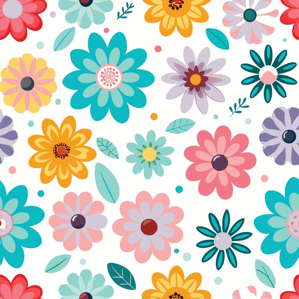 floral seamless pattern with colorful flowers vector