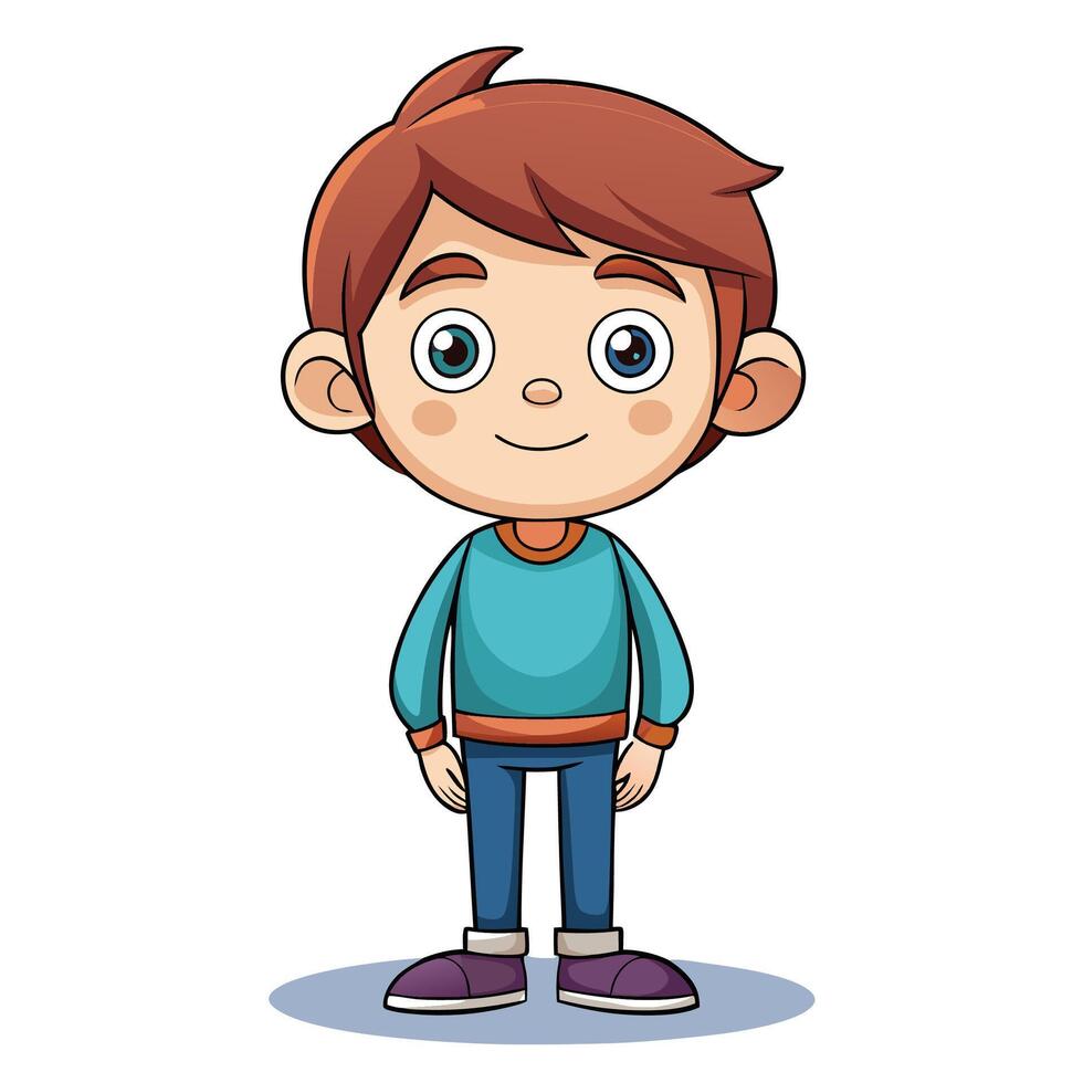 cartoon boy standing with hands on hips vector