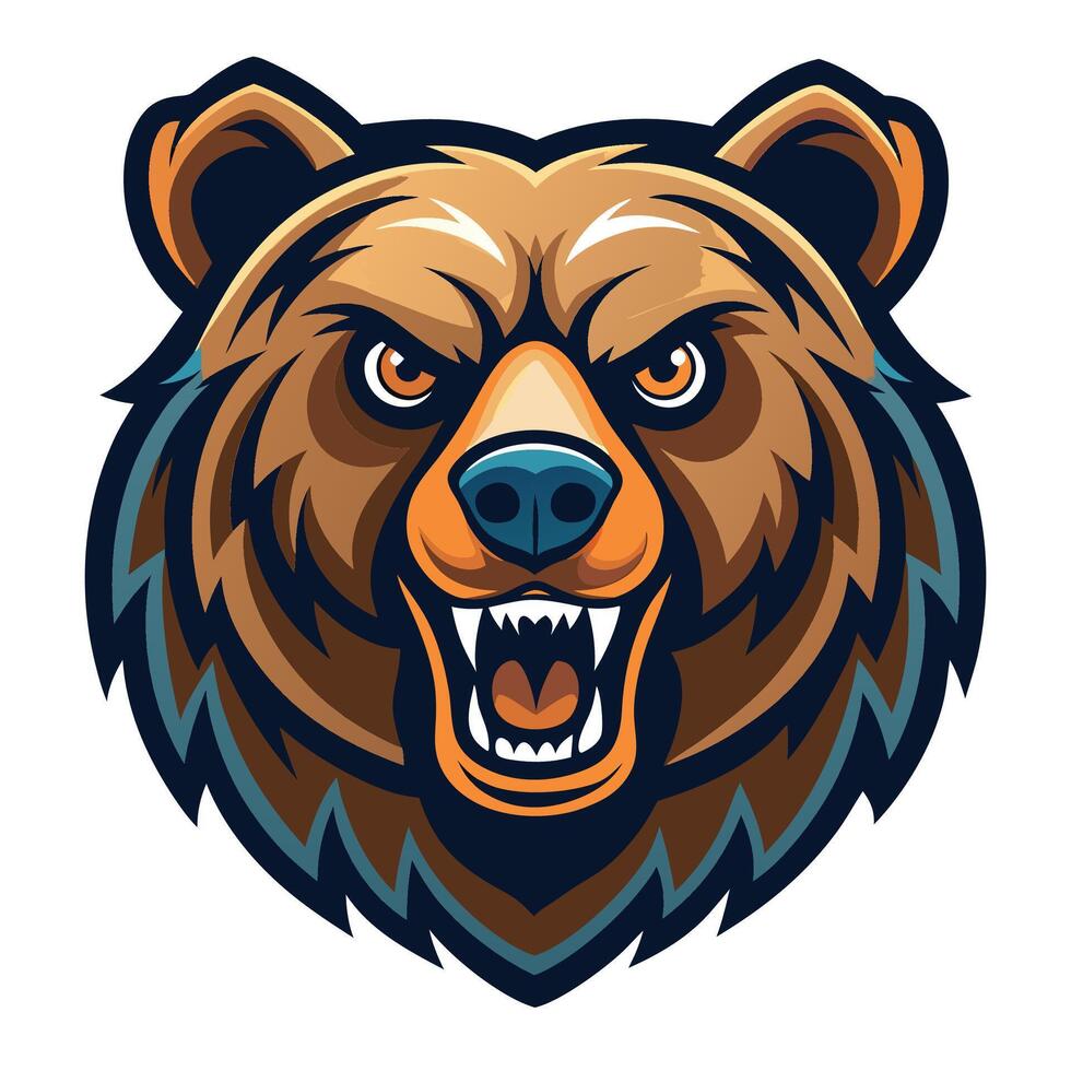 the head of a bear is shown in the style of a cartoon vector