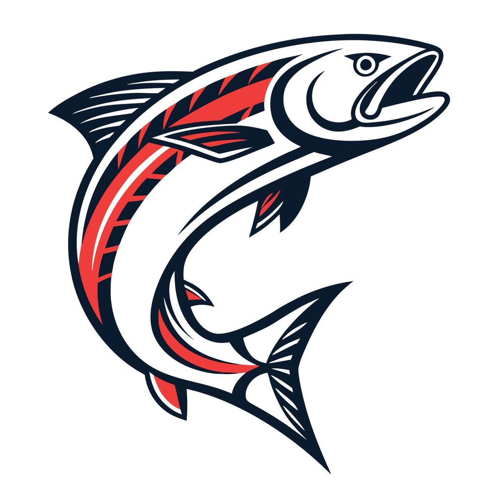 a salmon fish with red and white stripes vector