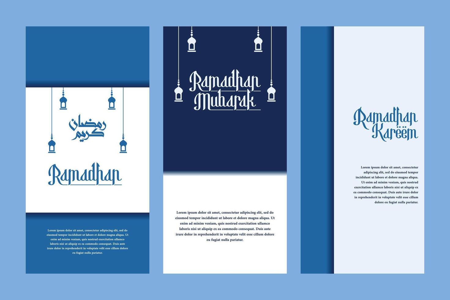 Set of vertical banner design with islamic ramadan concept vector
